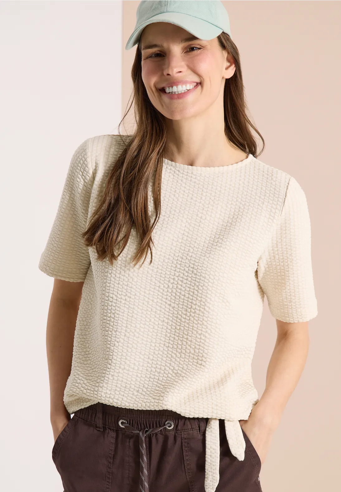 Cecil Shirt Seersucker Stof - Pearl Beige