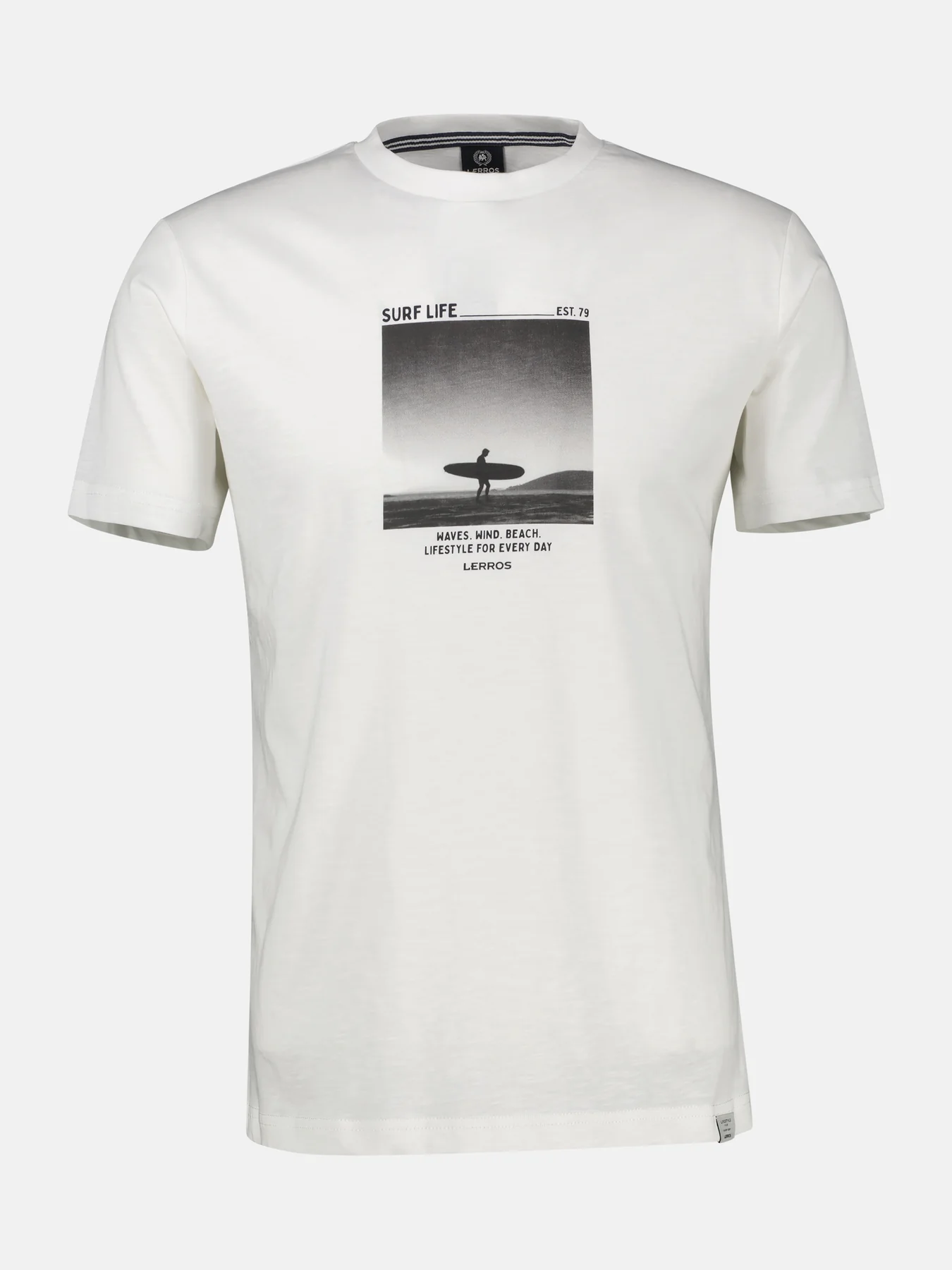 Lerros T-Shirt Surfer Print - Broken White