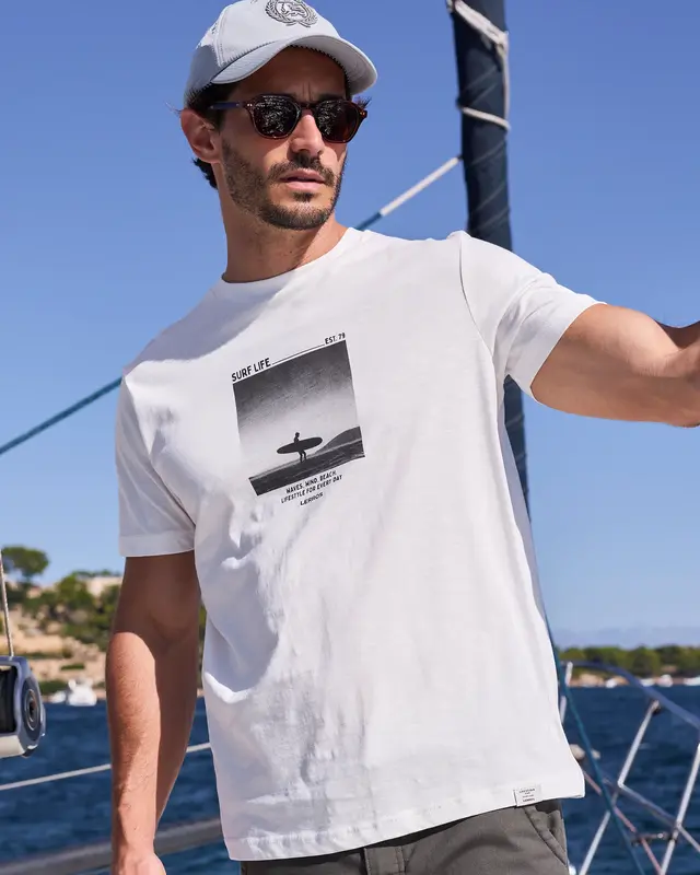 Lerros T-Shirt Surfprint - Broken White