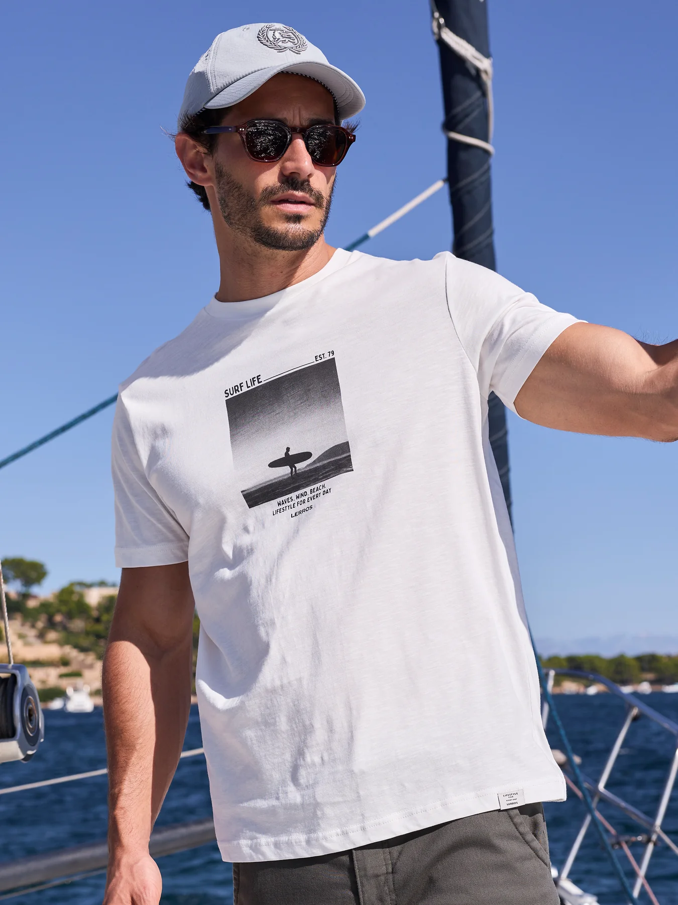 Lerros T-Shirt Surfprint - Broken White