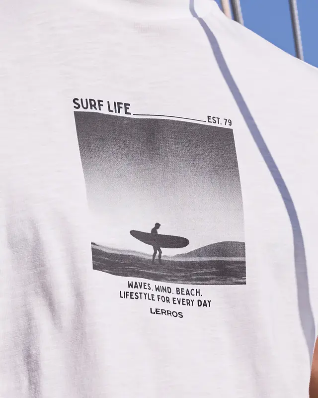 Lerros T-Shirt Surfprint - Broken White