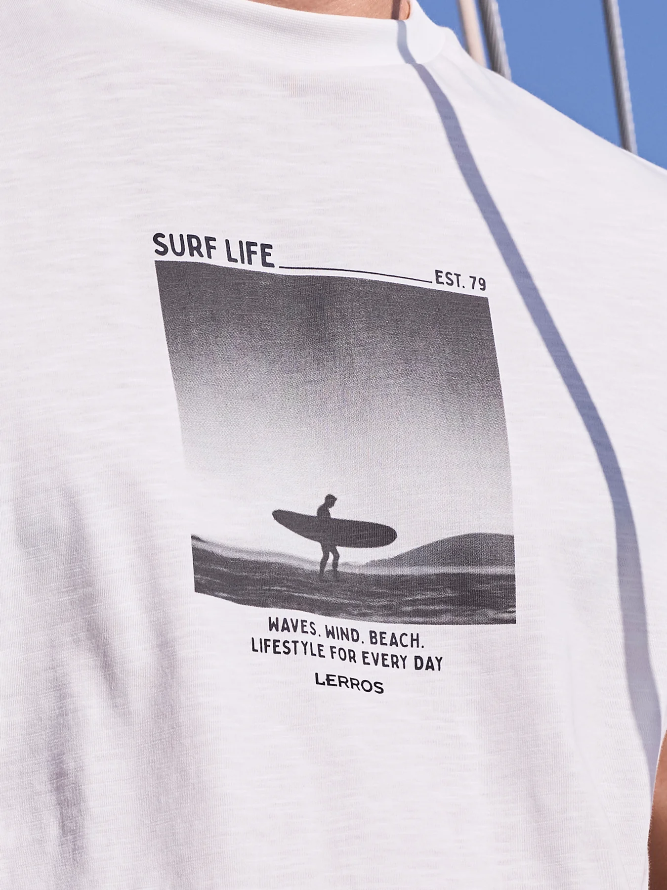 Lerros T-Shirt Surfprint - Broken White