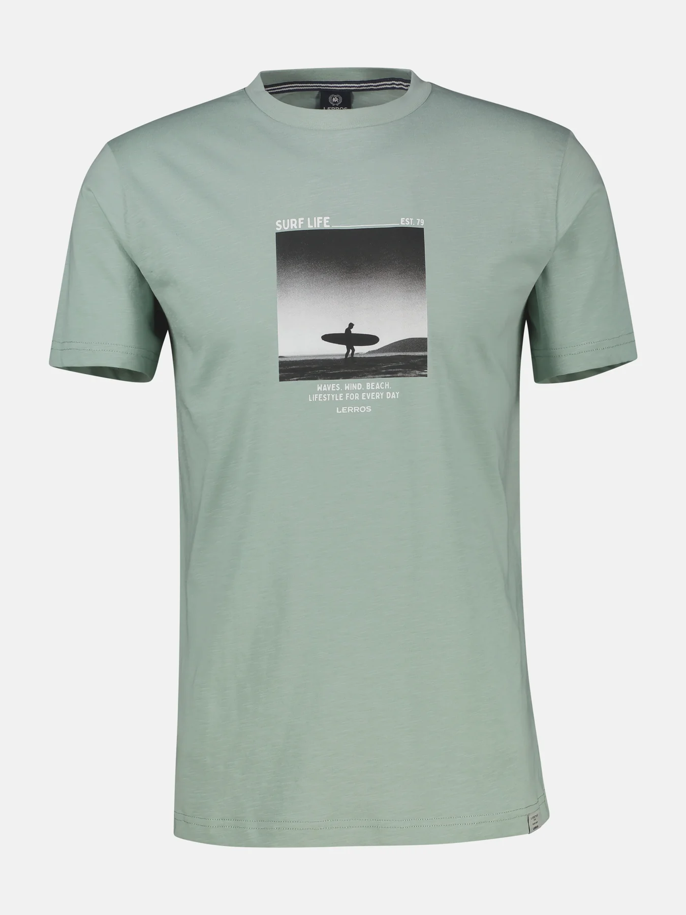Lerros T-Shirt Surfer Print - Bay Green