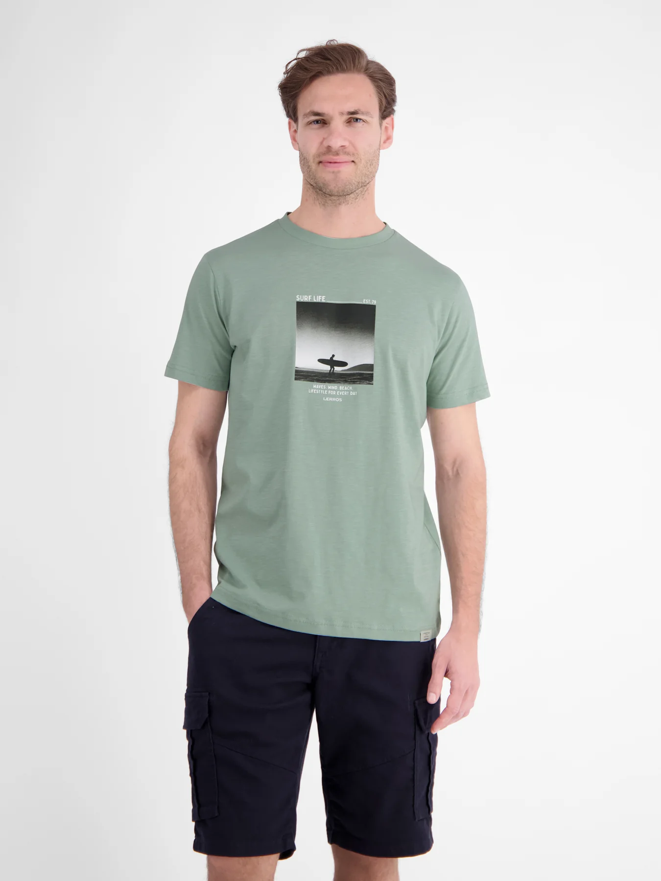 Lerros T-Shirt Surfer Print - Bay Green