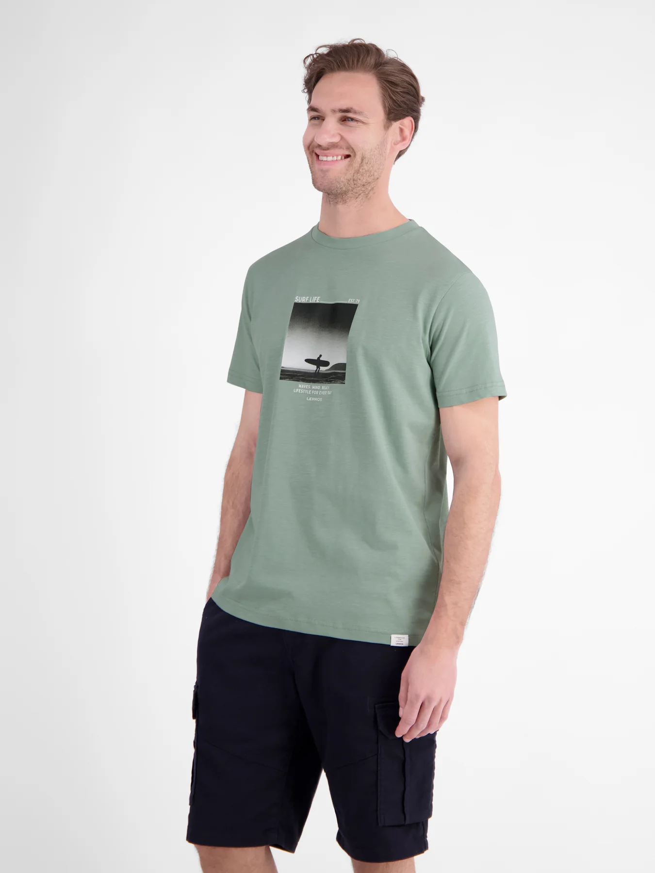 Lerros T-Shirt Surfer Print - Bay Green
