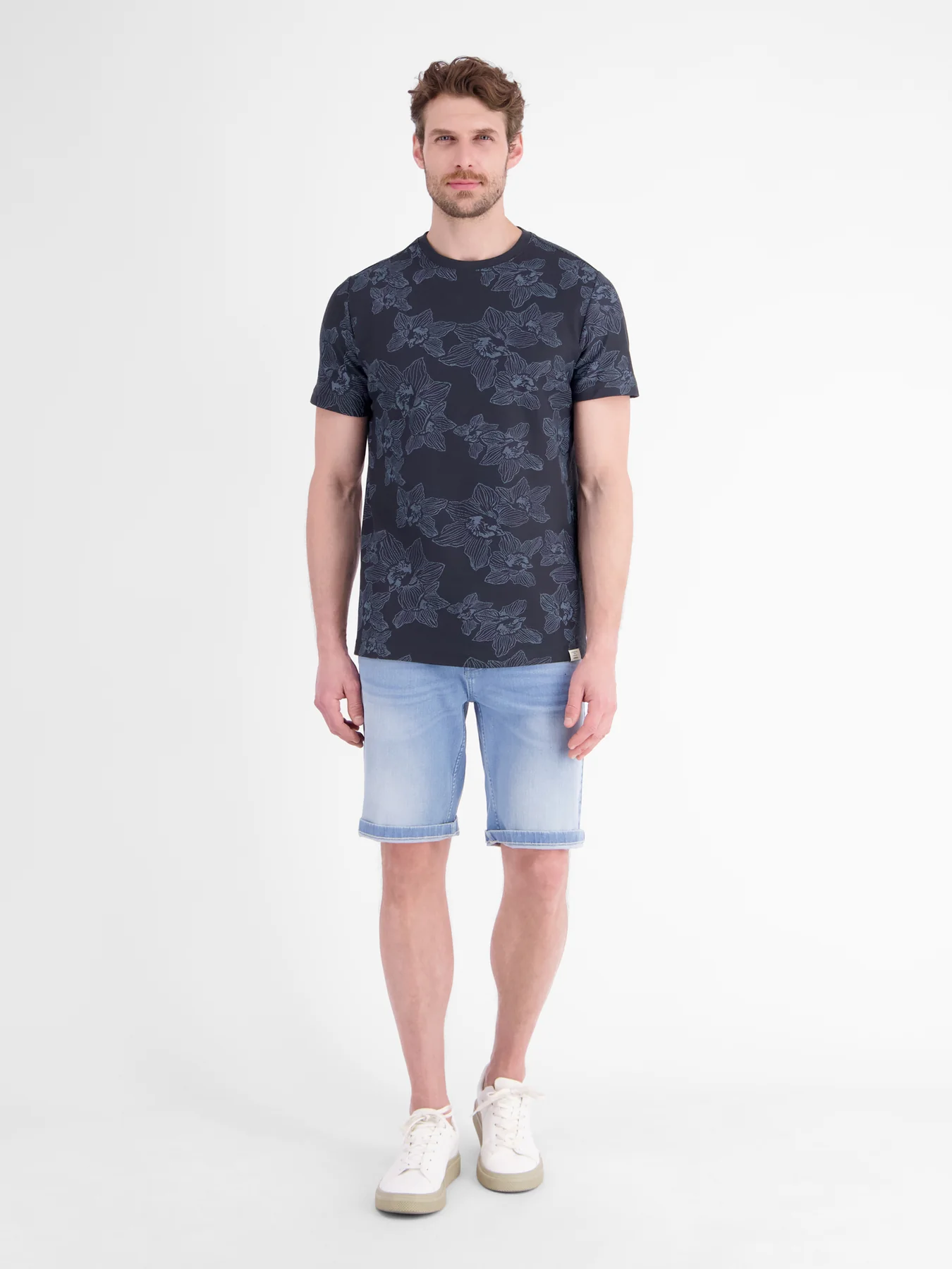 Lerros Blumenprint T-Shirt - Classic Navy