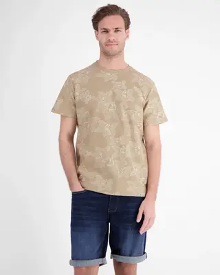 Lerros Bloemenprint T-Shirt - Gravel Beige