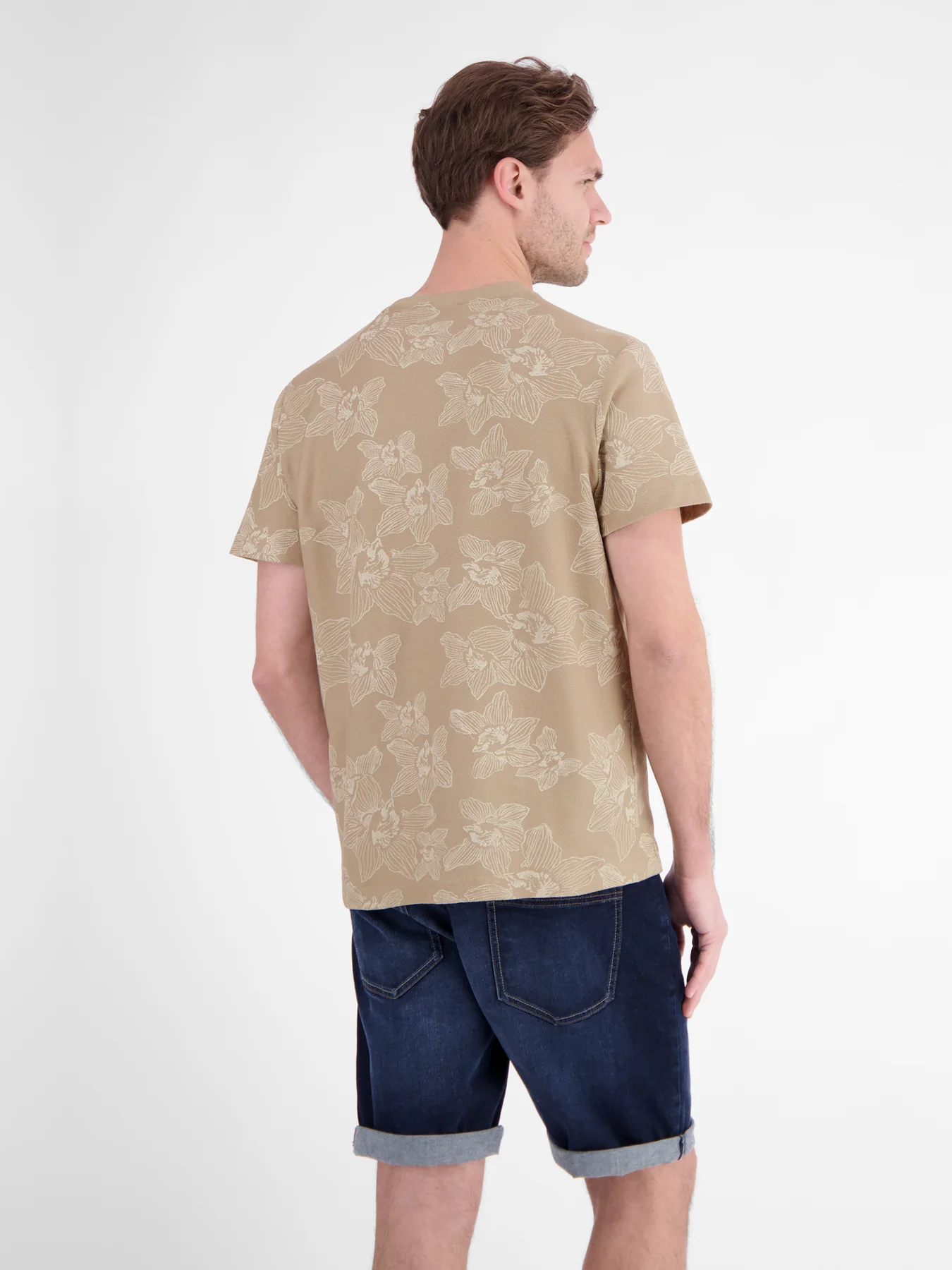 Lerros Floral Print T-Shirt - Gravel Beige