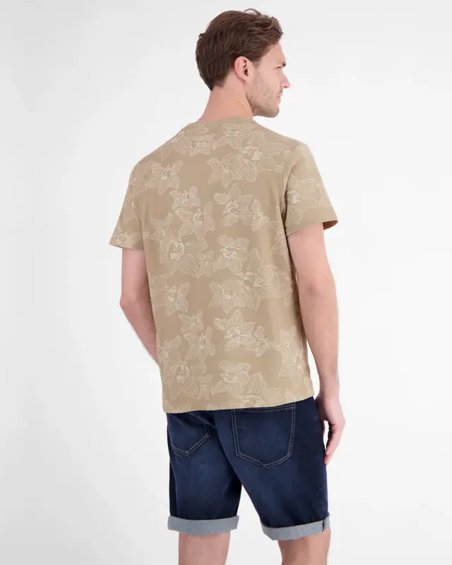 Lerros Bloemenprint T-Shirt - Gravel Beige