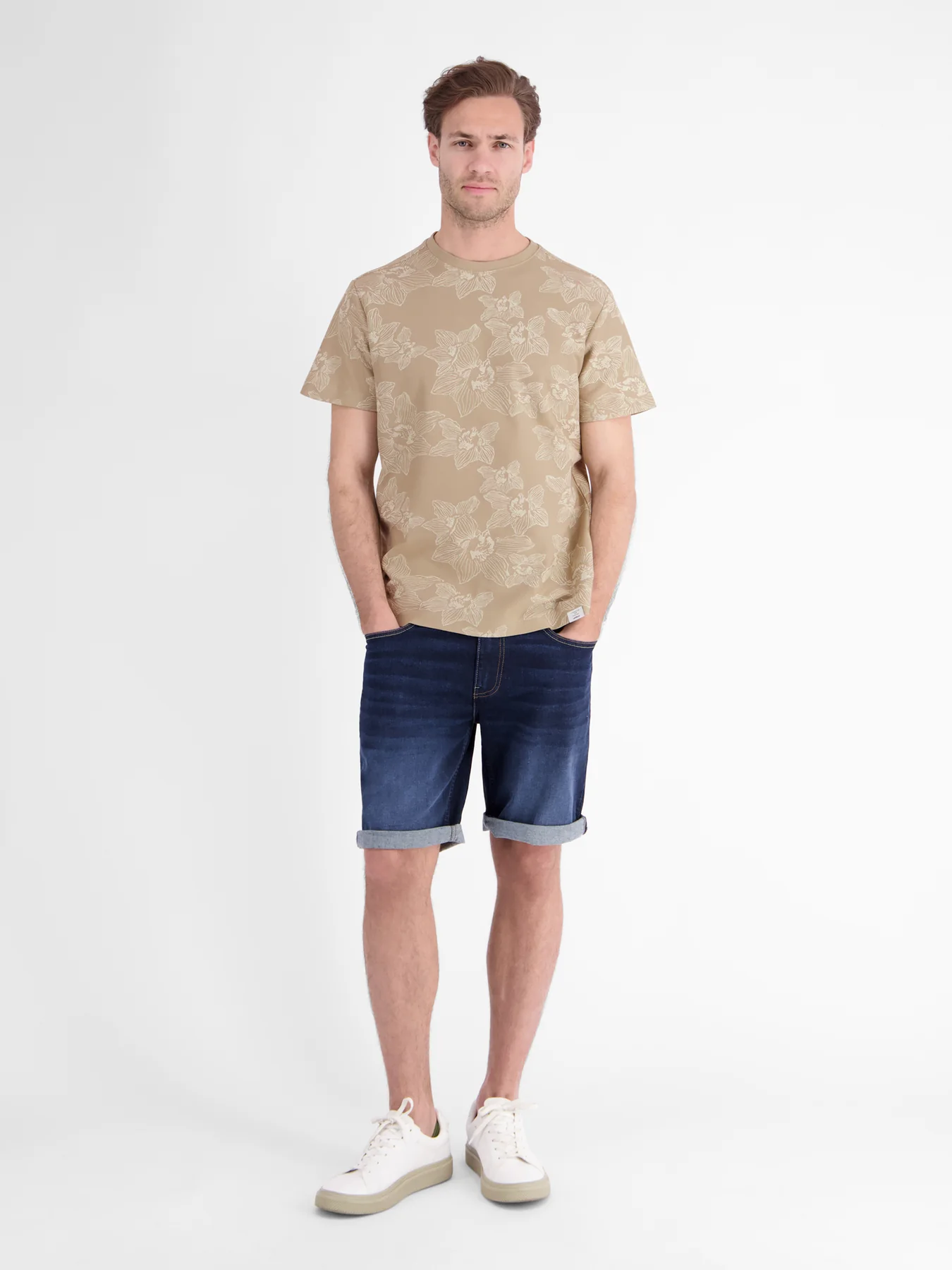 Lerros Floral Print T-Shirt - Gravel Beige