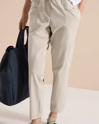 Cecil Mid Waist Pants Chelsea - Grain Beige