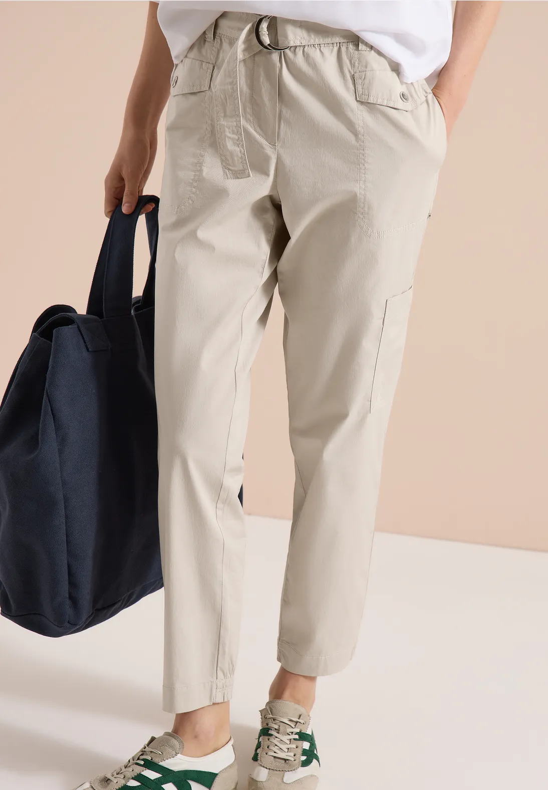 Cecil Mid Waist Pants Chelsea - Grain Beige