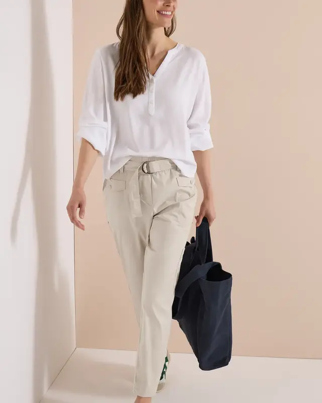 Cecil Mid Waist Pants Chelsea - Grain Beige