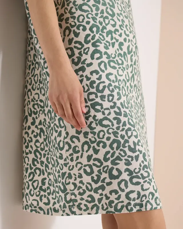 Cecil Leinenmix Kleid mit Print - Macadamia Beige