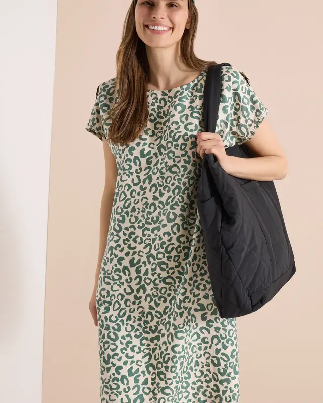 Cecil Leinenmix Kleid mit Print - Macadamia Beige
