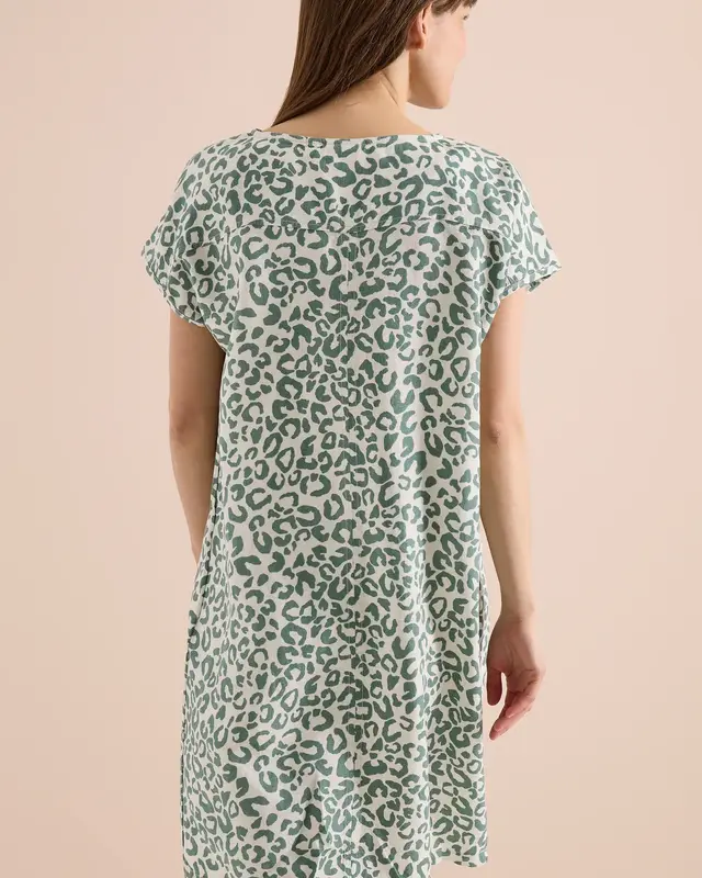 Cecil Leinenmix Kleid mit Print - Macadamia Beige