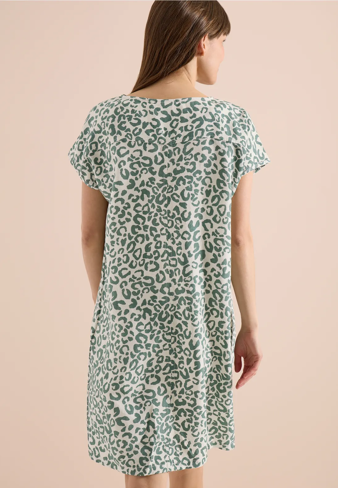 Cecil Leinenmix Kleid mit Print - Macadamia Beige