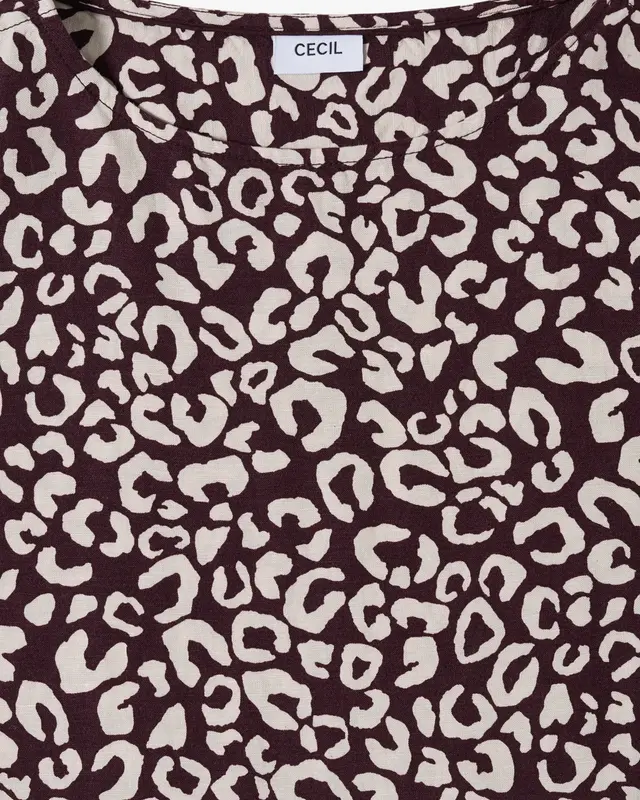 Cecil Linnenmix Jurk met Print - Rich Burgundy