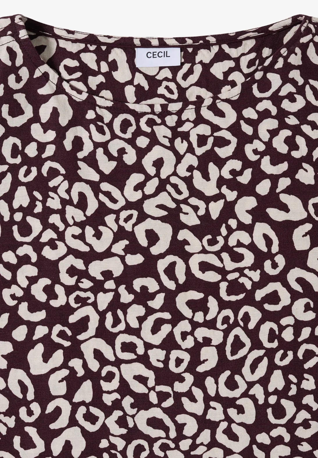 Cecil Linnenmix Jurk met Print - Rich Burgundy