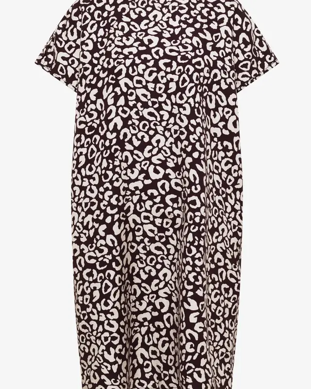 Cecil Linen Blend Dress with Print - Rich Burgundy