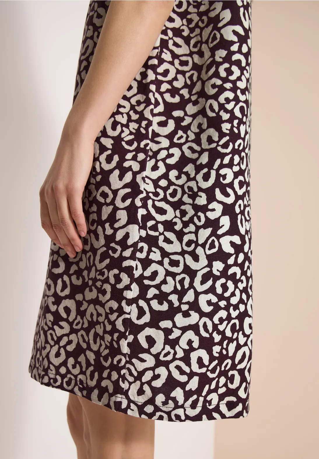 Cecil Linnenmix Jurk met Print - Rich Burgundy