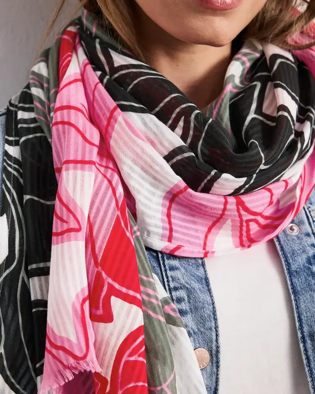 Street One Scarf with Flower Print - Multicolor