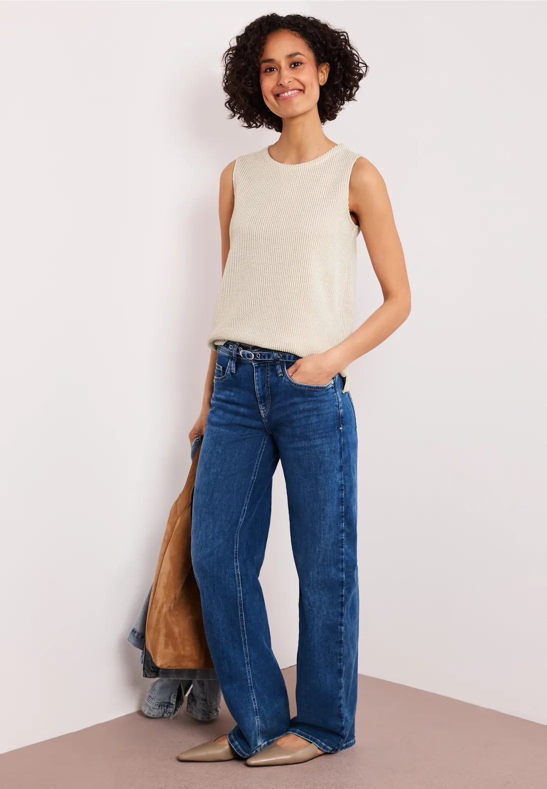 Street One Top Structured Stripes - Clay Sand