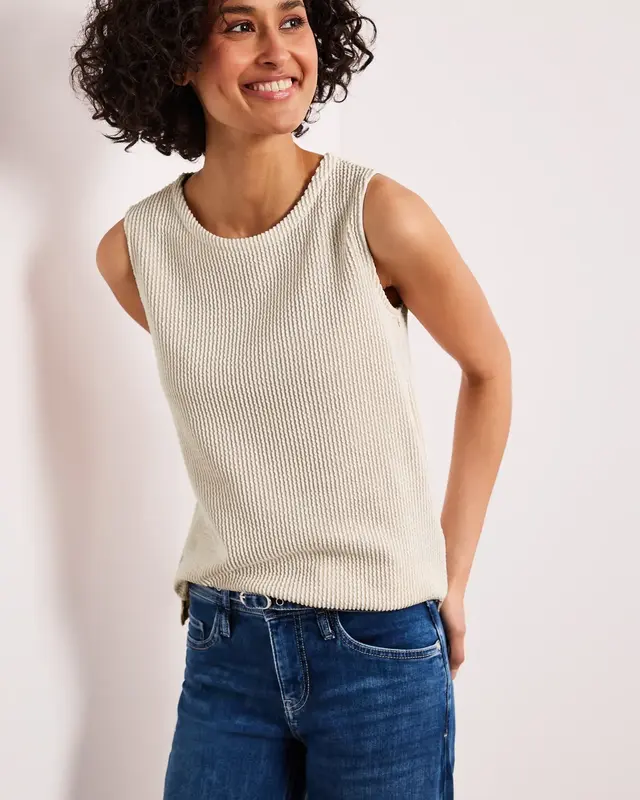 Street One Top Structured Stripes - Clay Sand