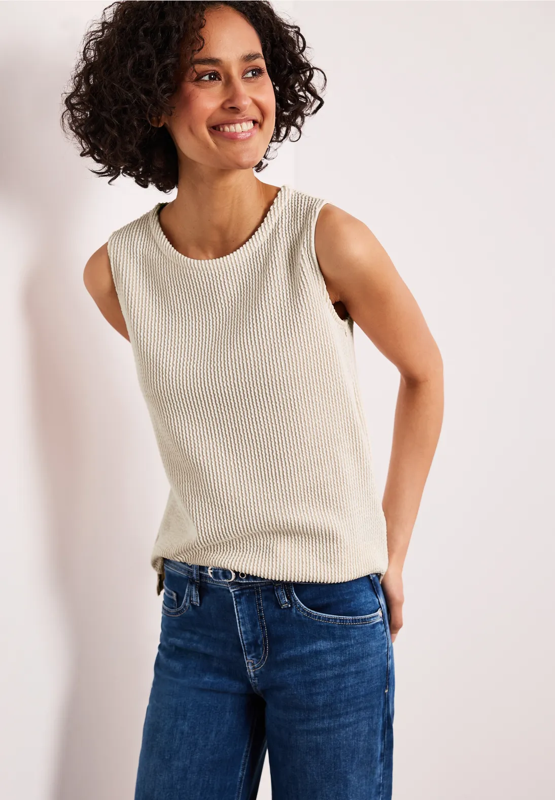 Street One Top Structured Stripes - Clay Sand