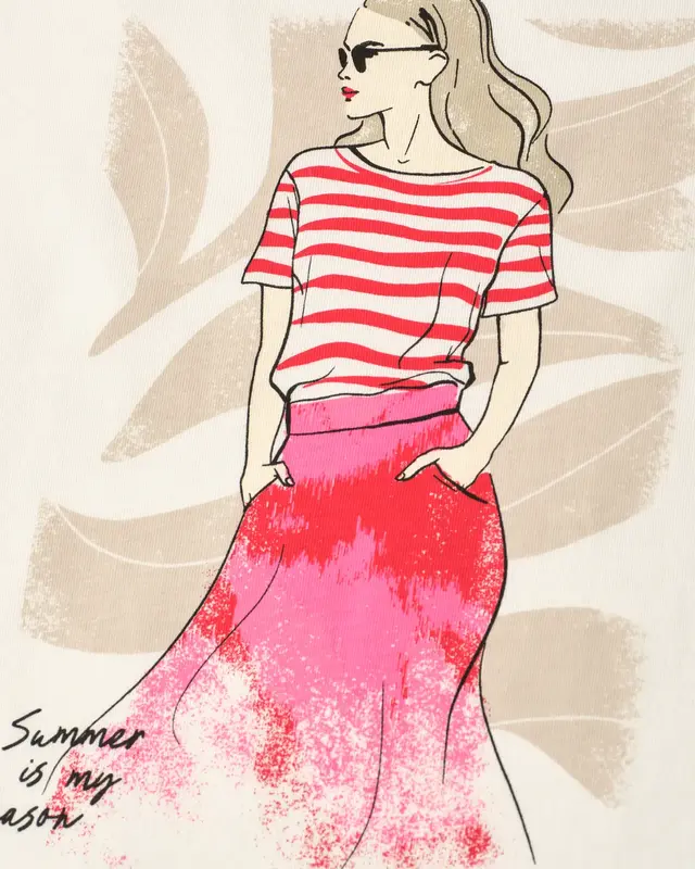 Street One Shirt with Frontprint - Off White