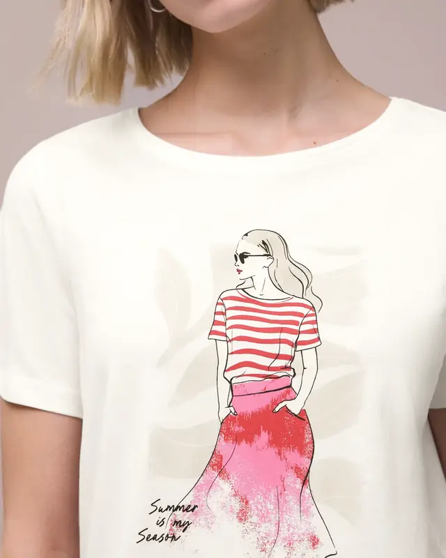 Street One Shirt with Frontprint - Off White