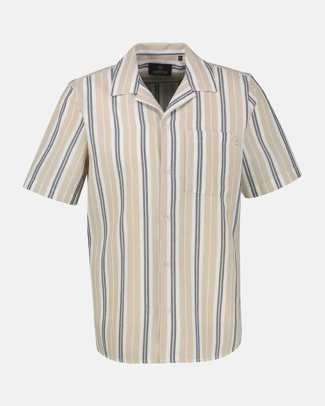 Lerros Gestreept Overhemd - Gravel Beige