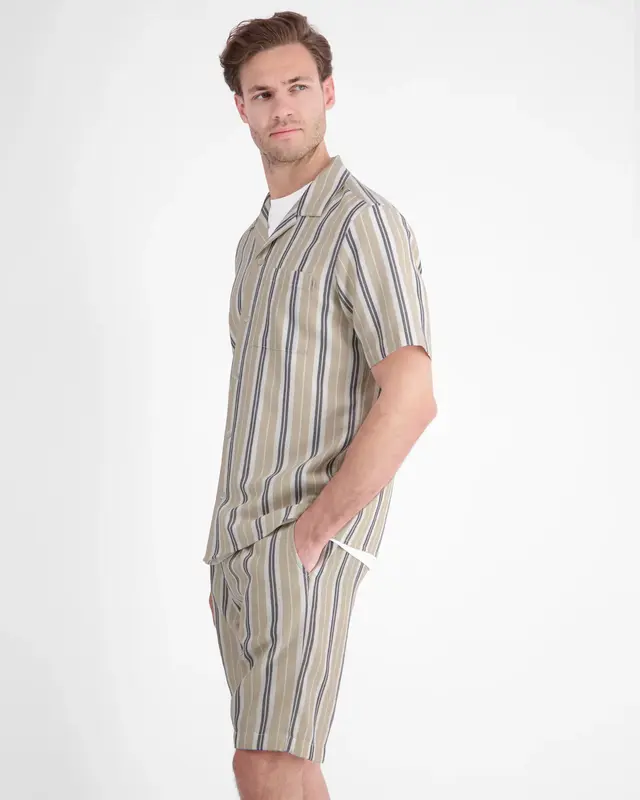 Lerros Streifen Hemd - Gravel Beige