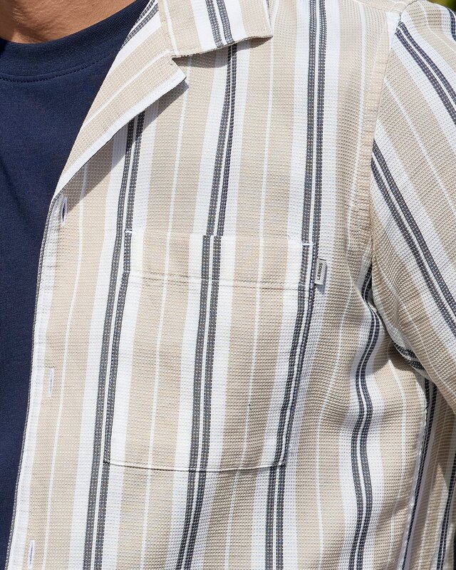 Lerros Gestreept Overhemd - Gravel Beige