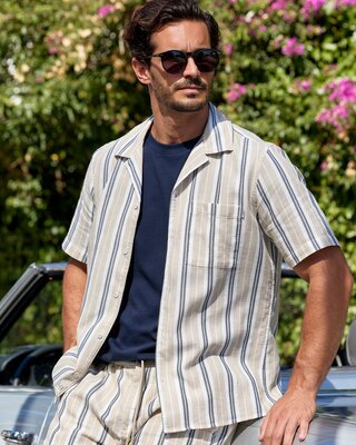 Lerros Gestreept Overhemd - Gravel Beige
