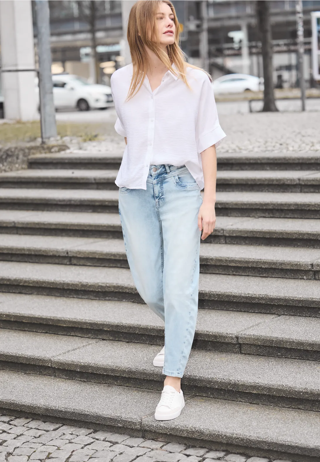 Street One Studio Barrel Leg Jeans - Ultra Bleach Wash