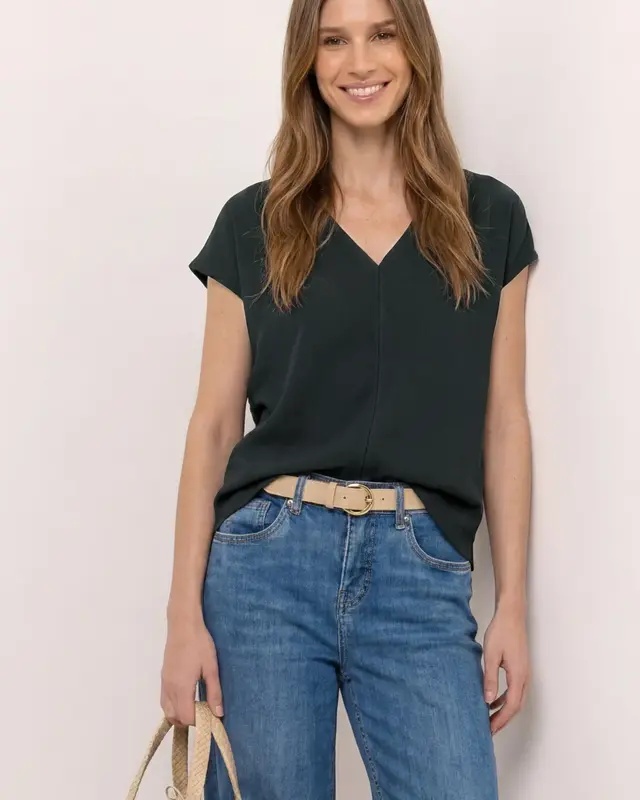 Street One Shirt mit Strukturmix - Deep Bound Green