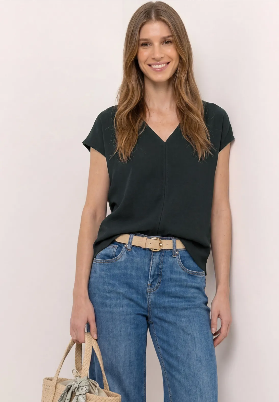 Street One Shirt met Structuurmix - Deep Bound Green