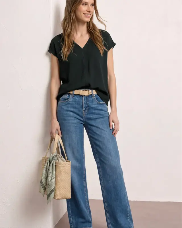 Street One Shirt met Structuurmix - Deep Bound Green