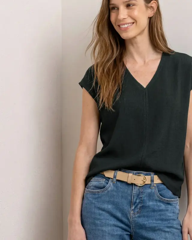 Street One Shirt mit Strukturmix - Deep Bound Green