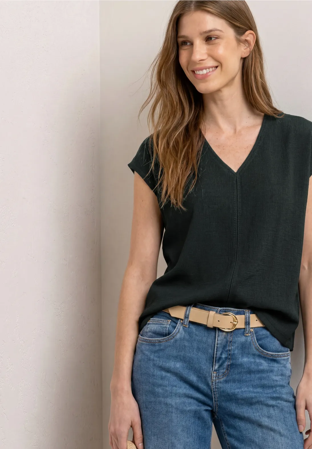 Street One Shirt met Structuurmix - Deep Bound Green