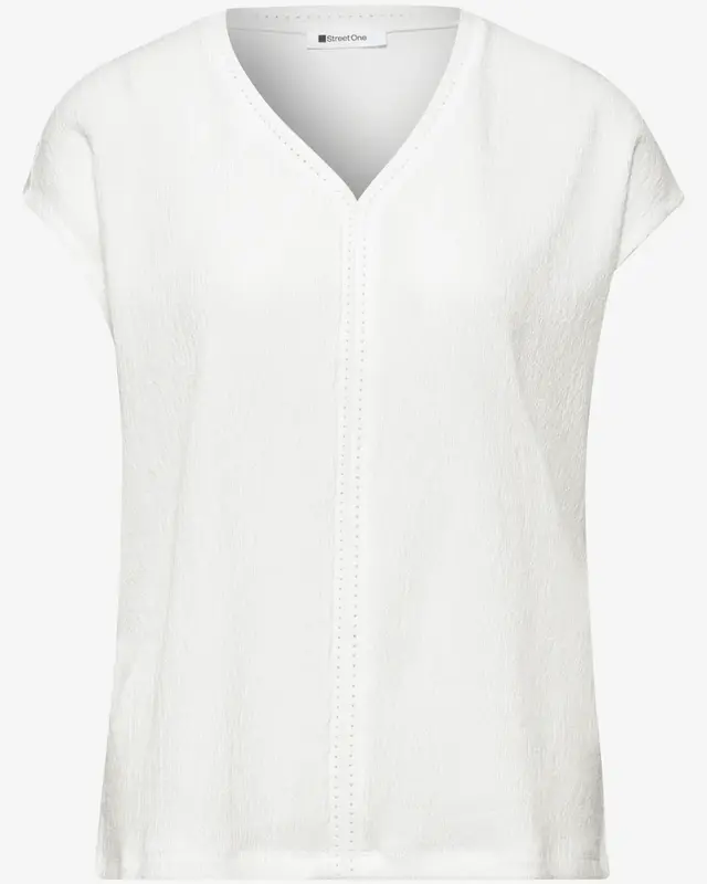 Street One Shirt mit Strukturmix - Off White