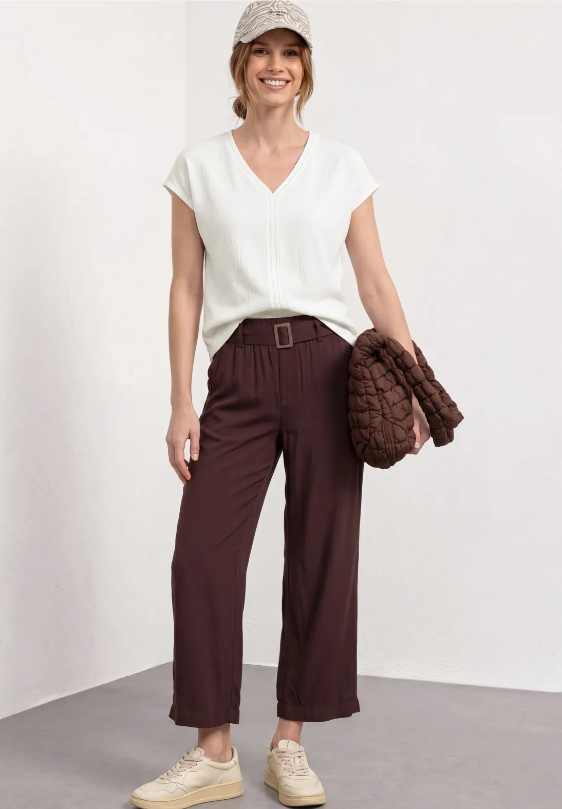 Street One Shirt mit Strukturmix - Off White