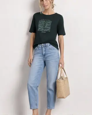 Street One Shirt met Artwork - Deep Bound Green
