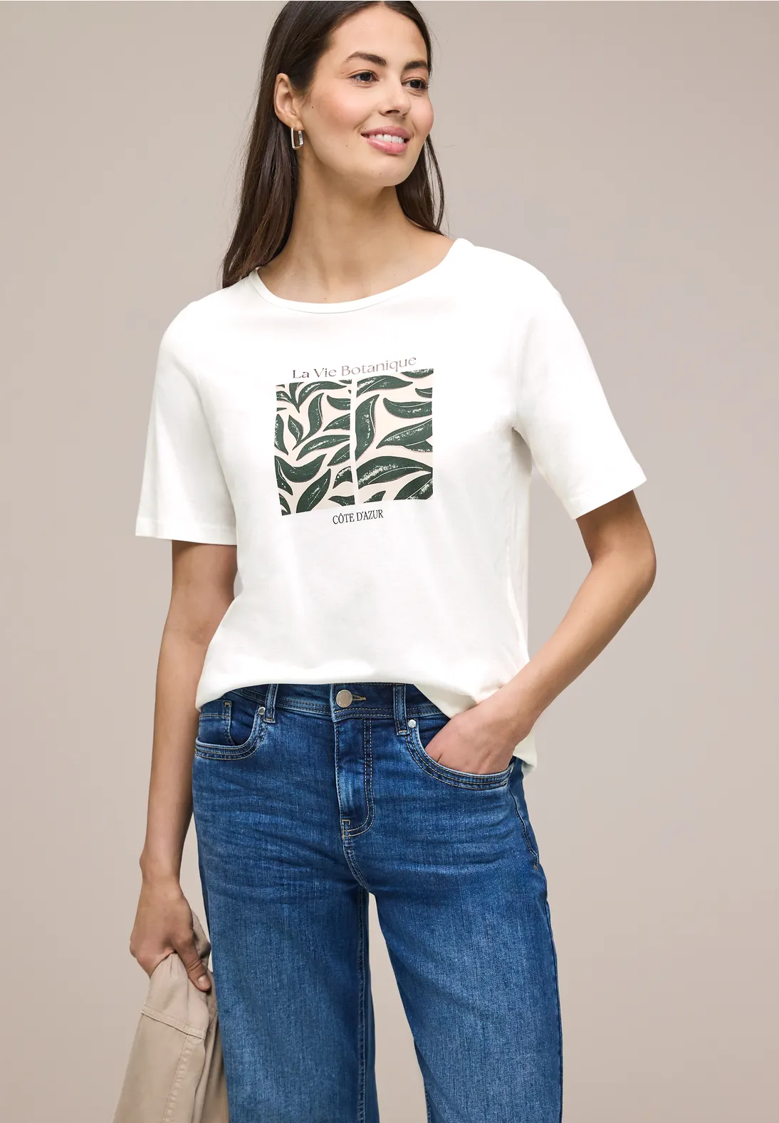 Street One Shirt met Artwork - Off White