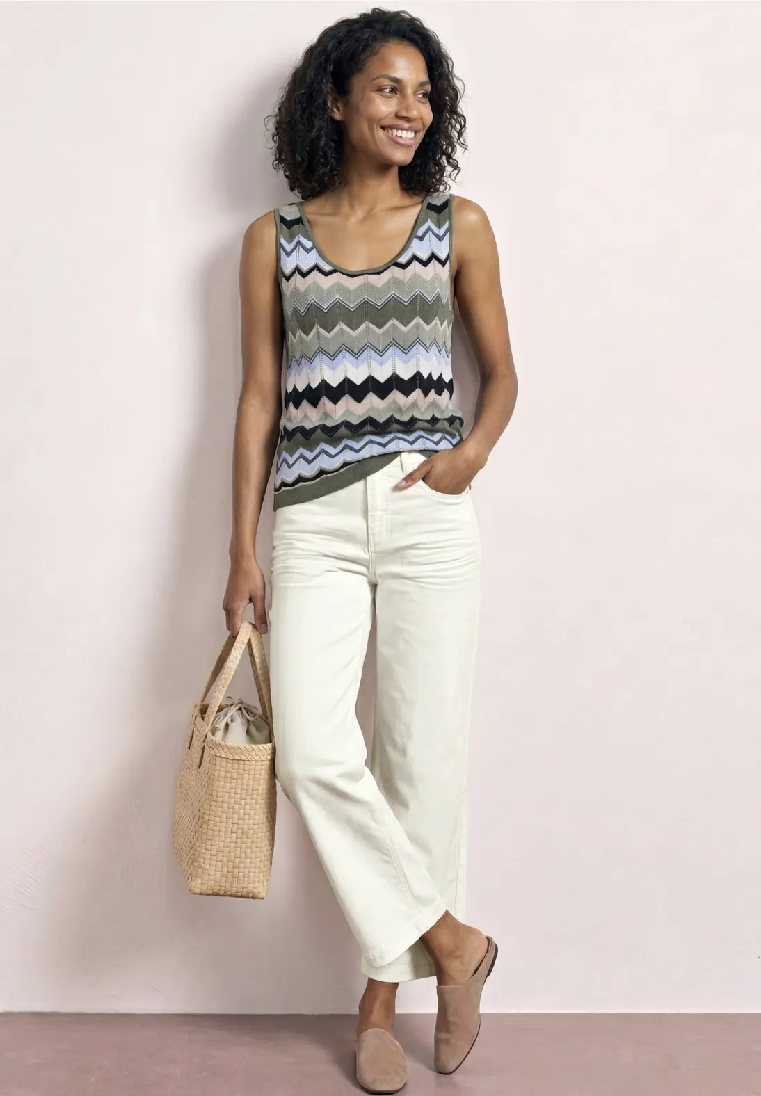Street One Wide Leg Jeans Emee - Off White Washed
