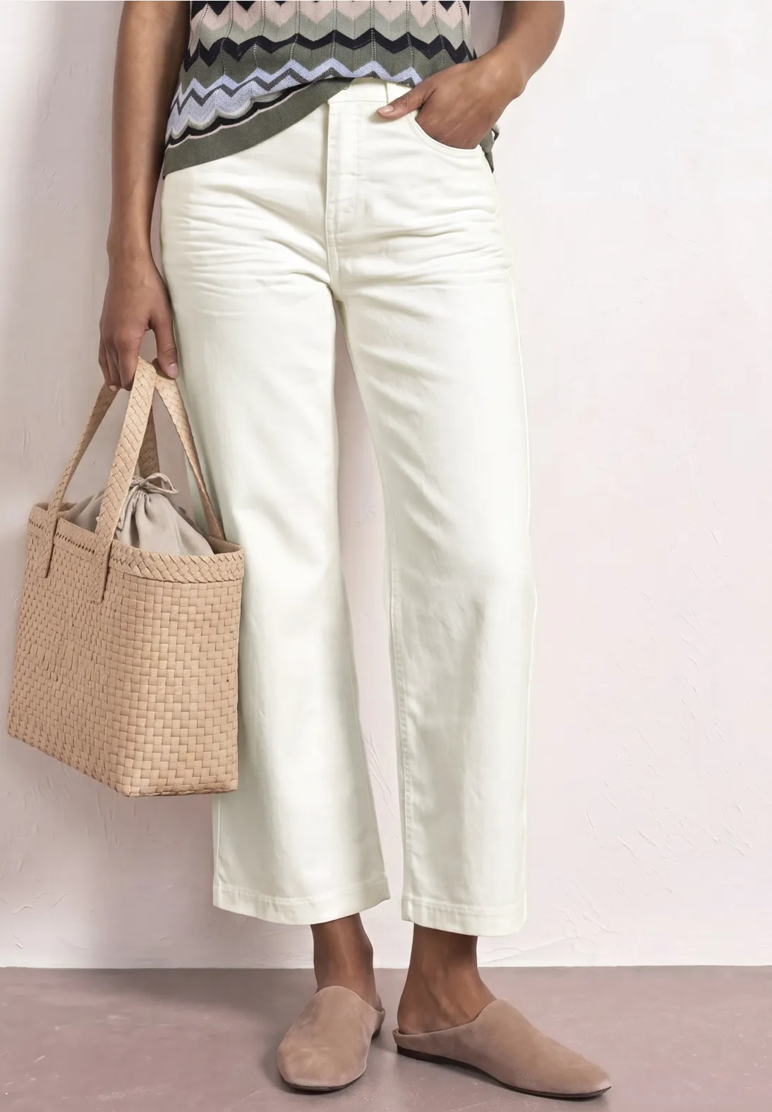 Street One Wide Leg Jeans Emee - Off White Washed