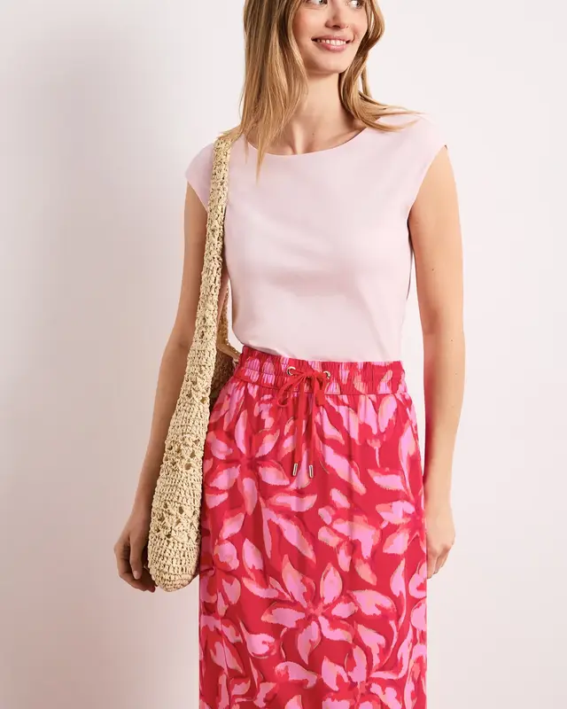 Street One Midi Skirt with Print - Salsa Red