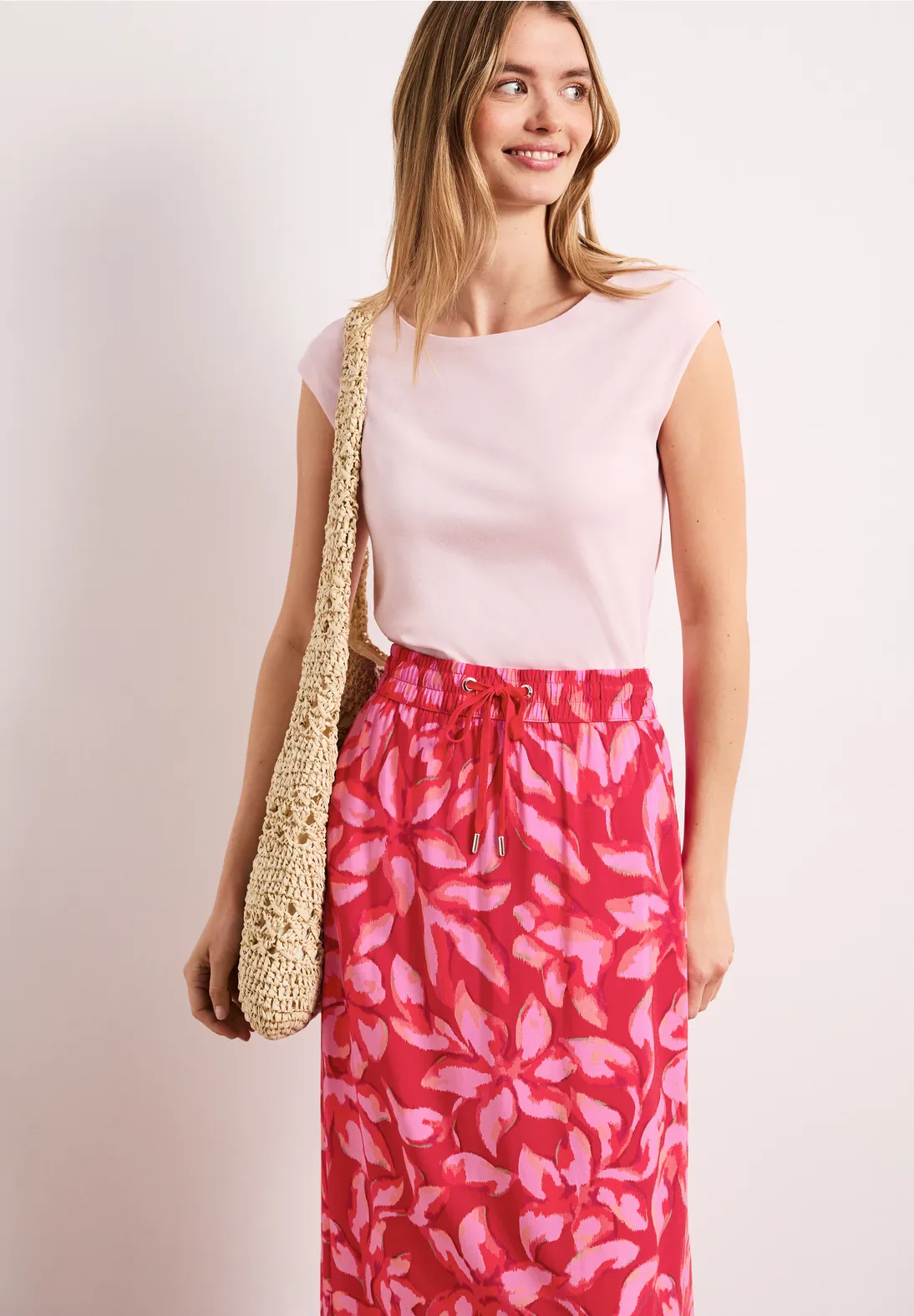 Street One Midi Rock mit Print - Salsa Red