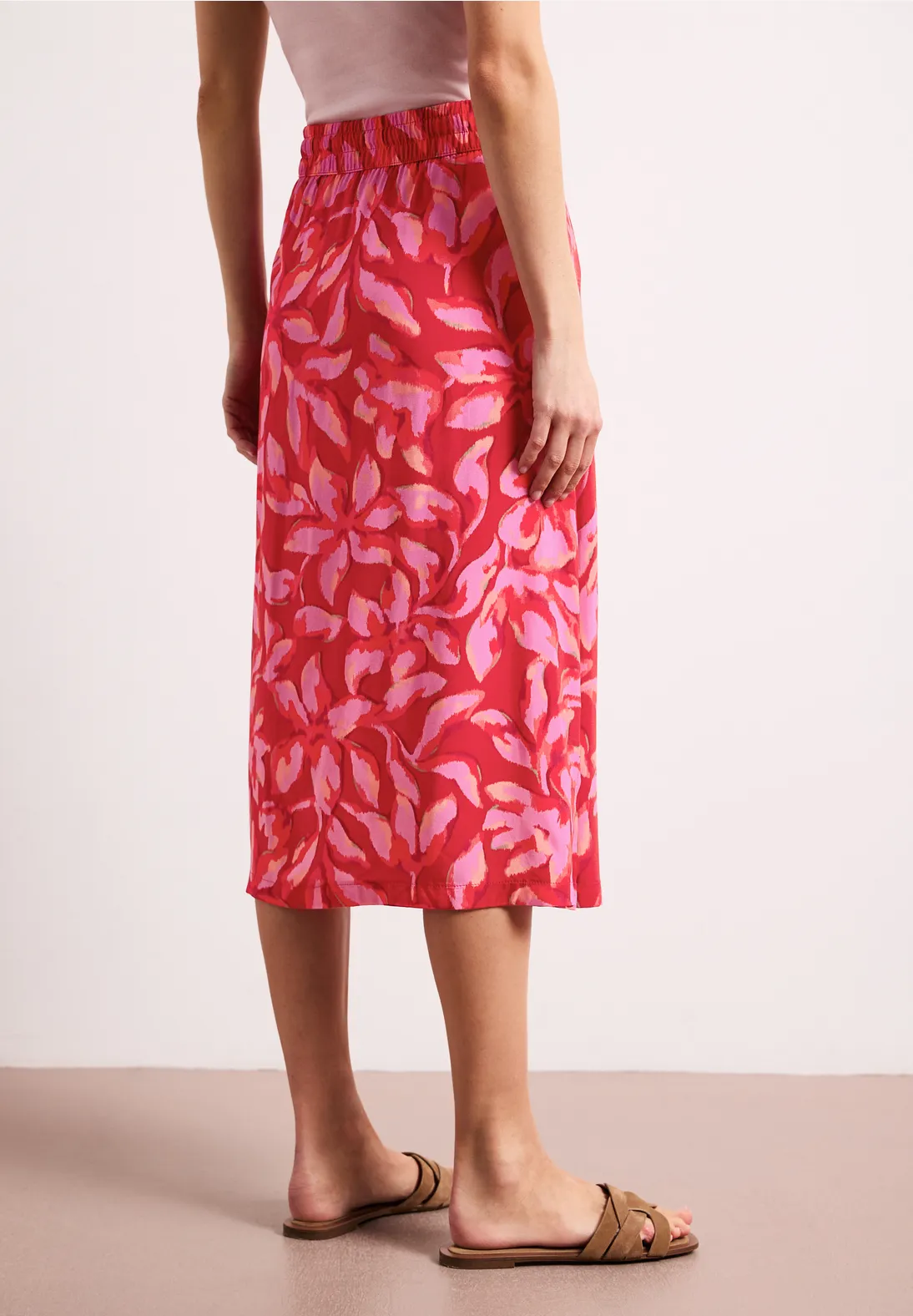 Street One Midi Rock mit Print - Salsa Red